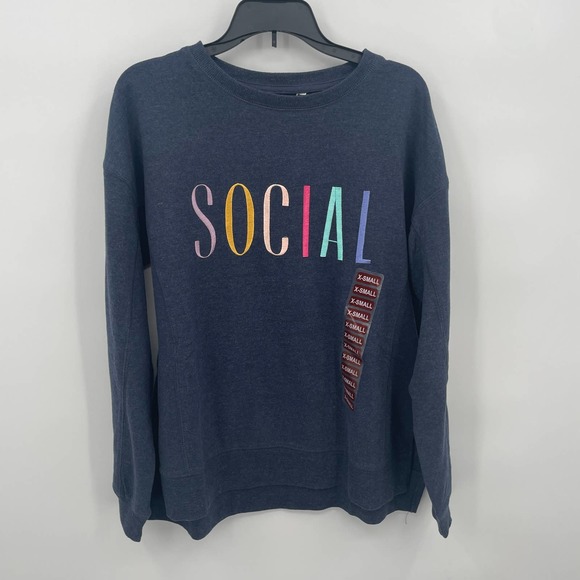 Wildfox Tops - Wildfox Women's Statement Sweatshirt Navy Size XL